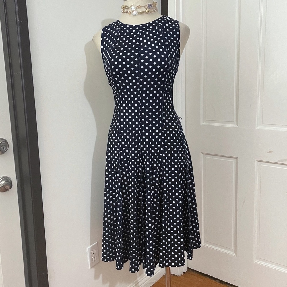 Haani Blue and White Polka Dots A Line Dress